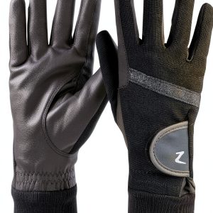 Equestrian Riding Gloves HORZE PU Leather Black-0