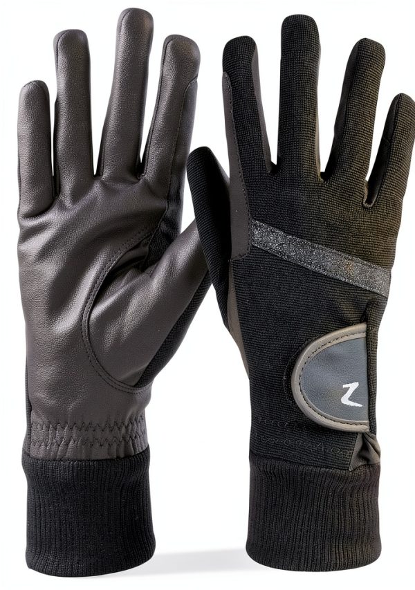Equestrian Riding Gloves HORZE PU Leather Black-0