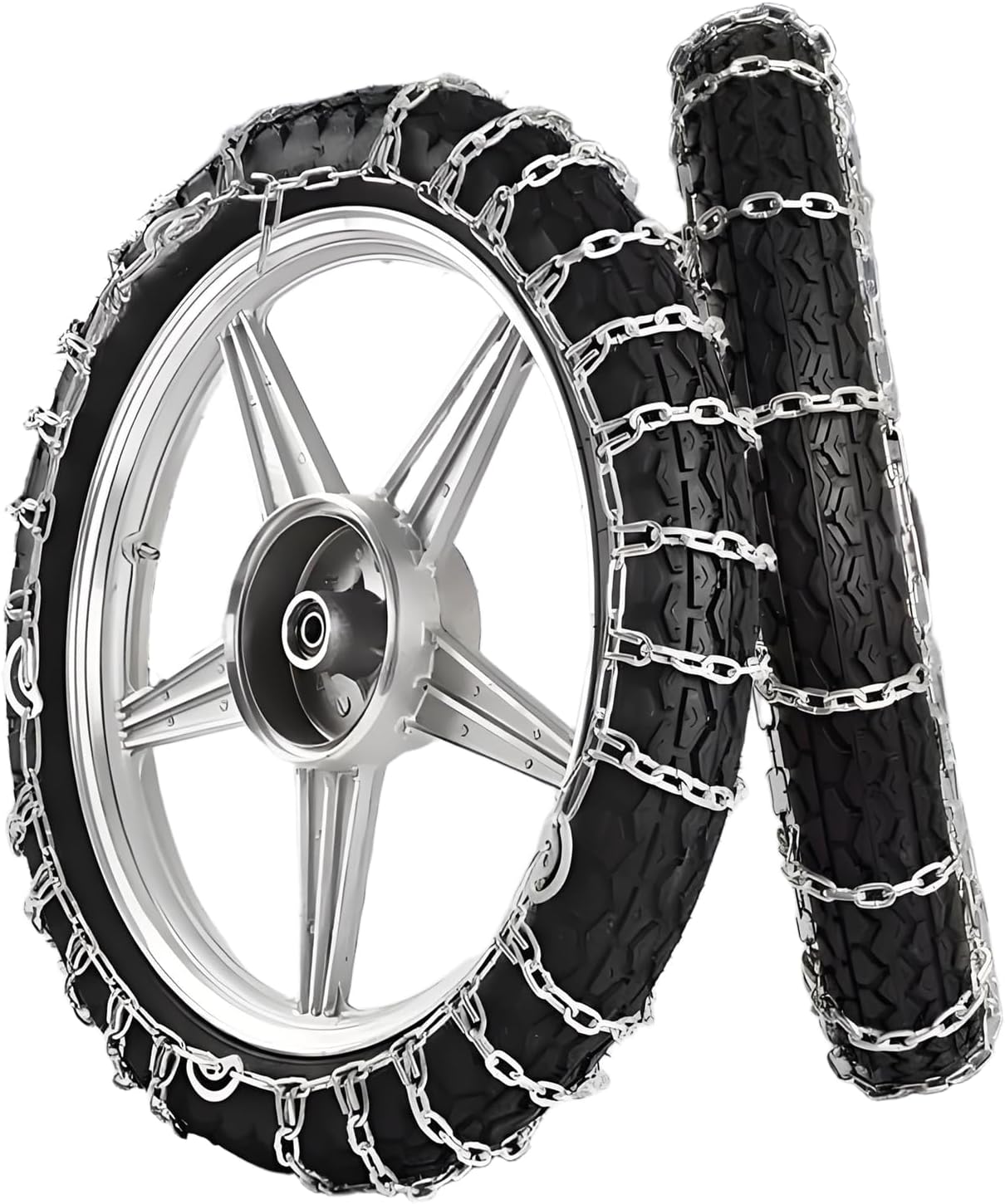 Installing ATV Tire Chains Generic Heavy‑Duty Anti‑Skid Design on a wooden desk
