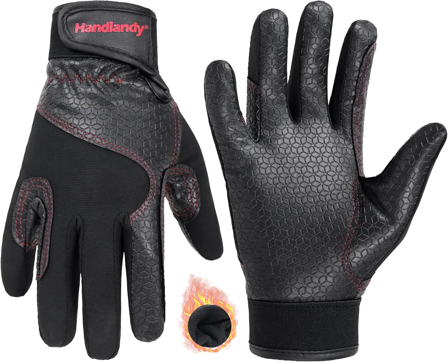 HANDLANDY Premium Equestrian Gloves on a horseback rider's hand